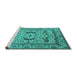 Sideview of Machine Washable Oriental Turquoise Industrial Area Rugs, wshurb1672turq