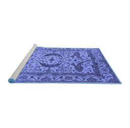 Sideview of Machine Washable Oriental Blue Industrial Rug, wshurb1672blu