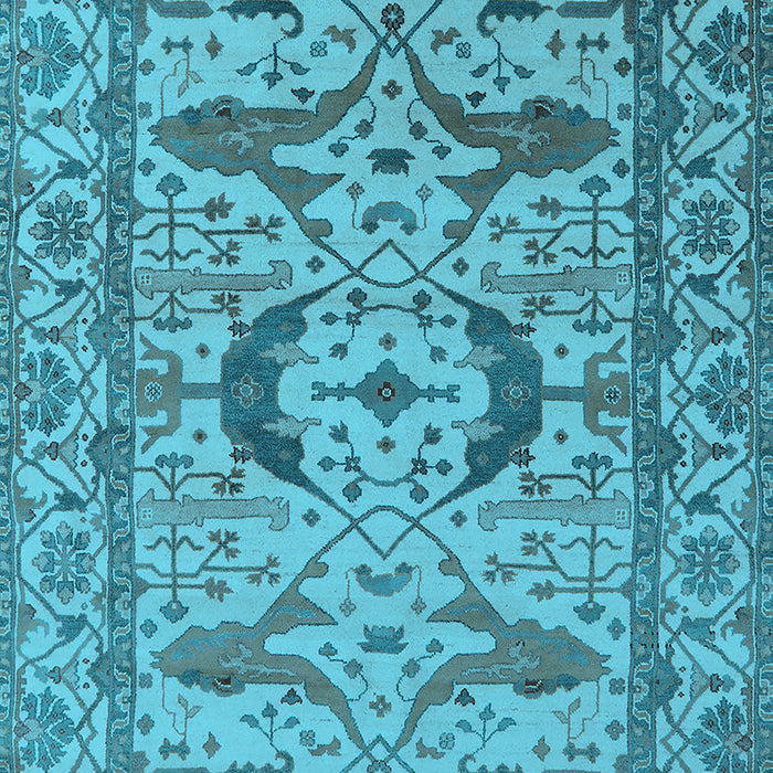 Machine Washable Oriental Light Blue Industrial Rug, wshurb1672lblu