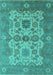 Machine Washable Oriental Turquoise Industrial Area Rugs, wshurb1673turq