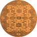 Round Machine Washable Oriental Orange Industrial Area Rugs, wshurb1673org