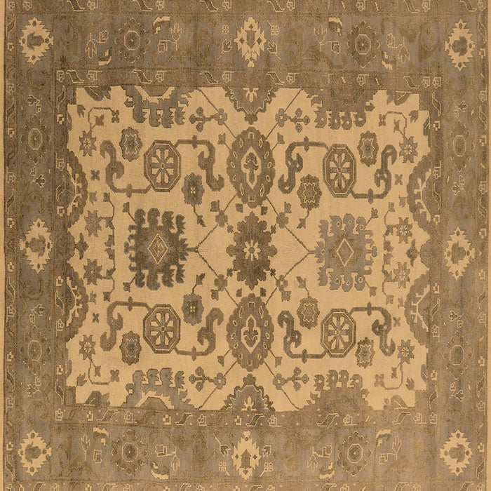 Square Oriental Brown Industrial Rug, urb1673brn