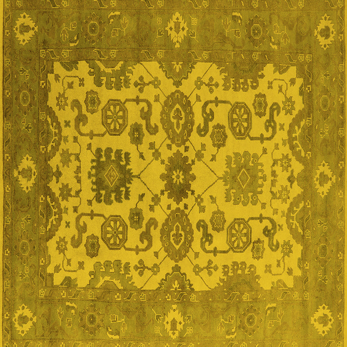 Square Machine Washable Oriental Yellow Industrial Rug, wshurb1673yw