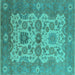 Square Oriental Turquoise Industrial Rug, urb1673turq