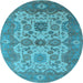 Round Oriental Light Blue Industrial Rug, urb1673lblu