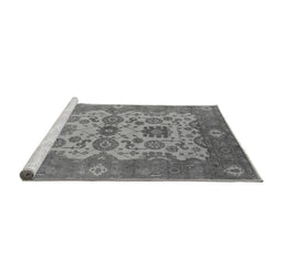 Sideview of Machine Washable Oriental Gray Industrial Rug, wshurb1673gry