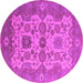 Round Machine Washable Oriental Pink Industrial Rug, wshurb1673pnk