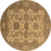 Round Oriental Brown Industrial Rug, urb1673brn