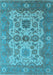 Machine Washable Oriental Light Blue Industrial Rug, wshurb1673lblu