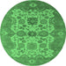 Round Oriental Emerald Green Industrial Rug, urb1673emgrn