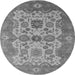 Round Machine Washable Oriental Gray Industrial Rug, wshurb1673gry