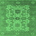 Square Machine Washable Oriental Emerald Green Industrial Area Rugs, wshurb1673emgrn