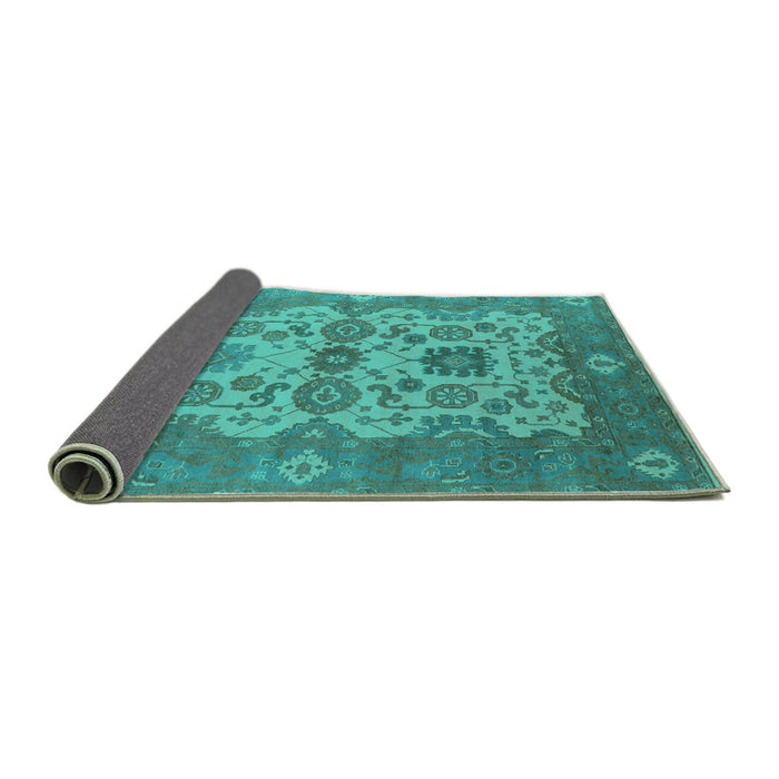 Sideview of Oriental Turquoise Industrial Rug, urb1673turq