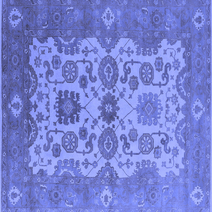 Square Machine Washable Oriental Blue Industrial Rug, wshurb1673blu