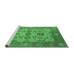 Sideview of Machine Washable Oriental Emerald Green Industrial Area Rugs, wshurb1673emgrn
