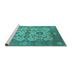 Sideview of Machine Washable Oriental Turquoise Industrial Area Rugs, wshurb1673turq