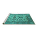 Sideview of Machine Washable Oriental Turquoise Industrial Area Rugs, wshurb1673turq