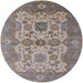 Round Mid-Century Modern Puce Purple Oriental Rug, urb1673