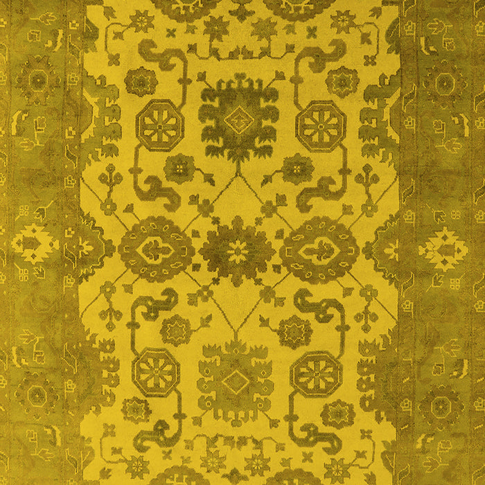 Machine Washable Oriental Yellow Industrial Rug, wshurb1673yw