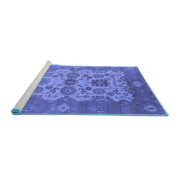 Sideview of Machine Washable Oriental Blue Industrial Rug, wshurb1673blu