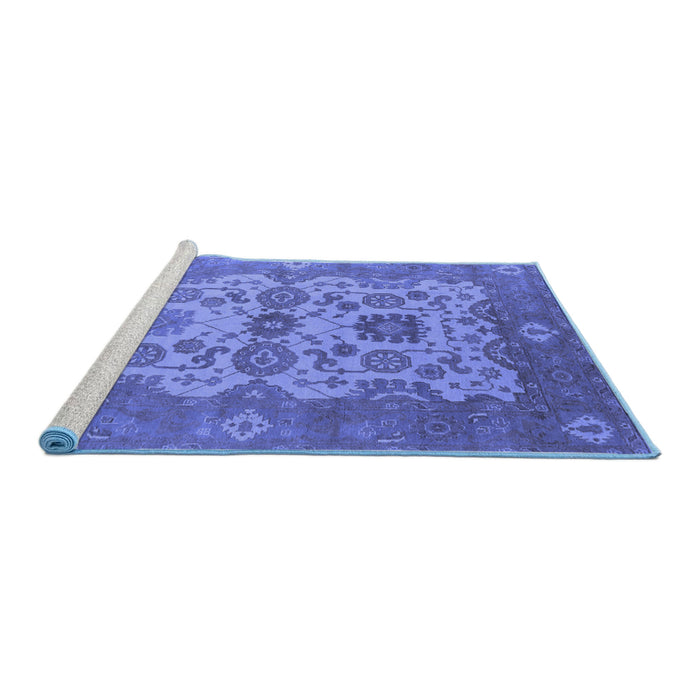 Sideview of Machine Washable Oriental Blue Industrial Rug, wshurb1673blu