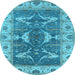 Round Oriental Light Blue Industrial Rug, urb1674lblu