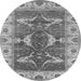 Round Machine Washable Oriental Gray Industrial Rug, wshurb1674gry