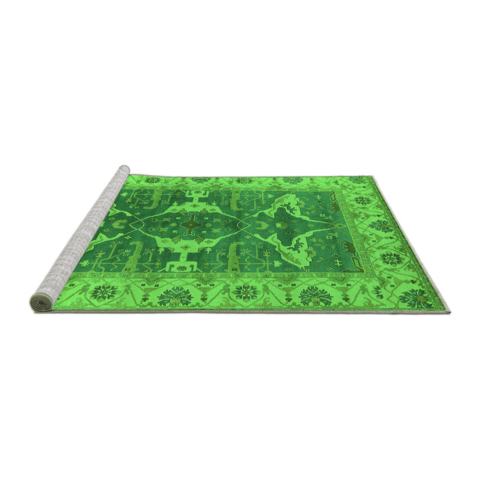 Sideview of Machine Washable Oriental Green Industrial Area Rugs, wshurb1674grn