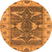 Round Machine Washable Oriental Orange Industrial Area Rugs, wshurb1674org