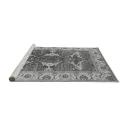 Sideview of Machine Washable Oriental Gray Industrial Rug, wshurb1674gry