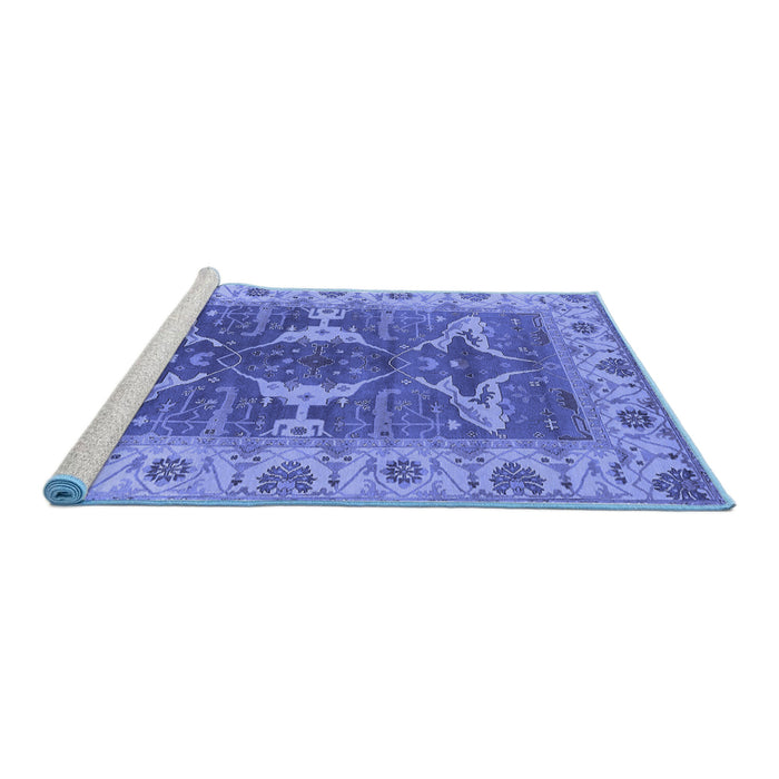 Sideview of Machine Washable Oriental Blue Industrial Rug, wshurb1674blu