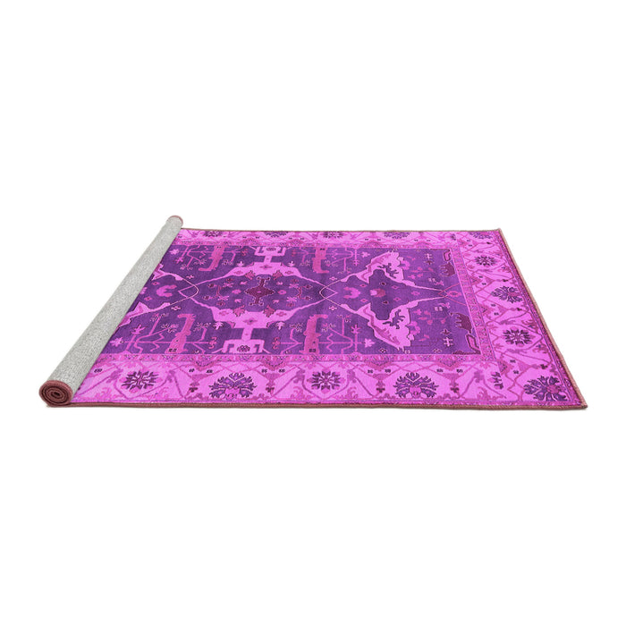 Sideview of Machine Washable Oriental Pink Industrial Rug, wshurb1674pnk