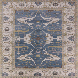 Square Mid-Century Modern Gray Oriental Rug, urb1674