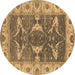 Round Oriental Brown Industrial Rug, urb1674brn