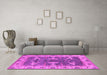 Machine Washable Oriental Pink Industrial Rug in a Living Room, wshurb1674pnk