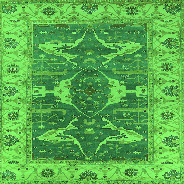 Square Machine Washable Oriental Green Industrial Area Rugs, wshurb1674grn