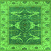 Square Machine Washable Oriental Green Industrial Area Rugs, wshurb1674grn