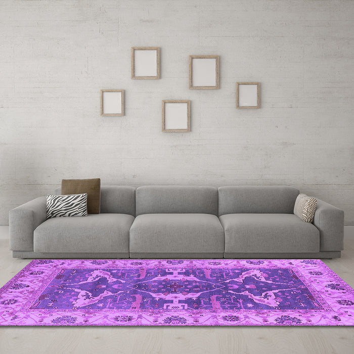 Machine Washable Oriental Purple Industrial Area Rugs in a Living Room, wshurb1674pur