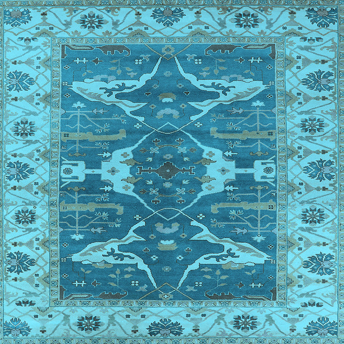 Square Machine Washable Oriental Light Blue Industrial Rug, wshurb1674lblu