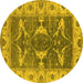 Round Oriental Yellow Industrial Rug, urb1674yw