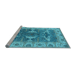 Sideview of Machine Washable Oriental Light Blue Industrial Rug, wshurb1674lblu