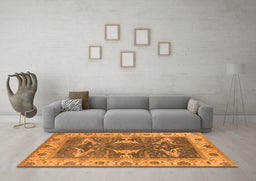 Machine Washable Oriental Orange Industrial Area Rugs in a Living Room, wshurb1674org