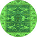 Round Oriental Green Industrial Rug, urb1674grn