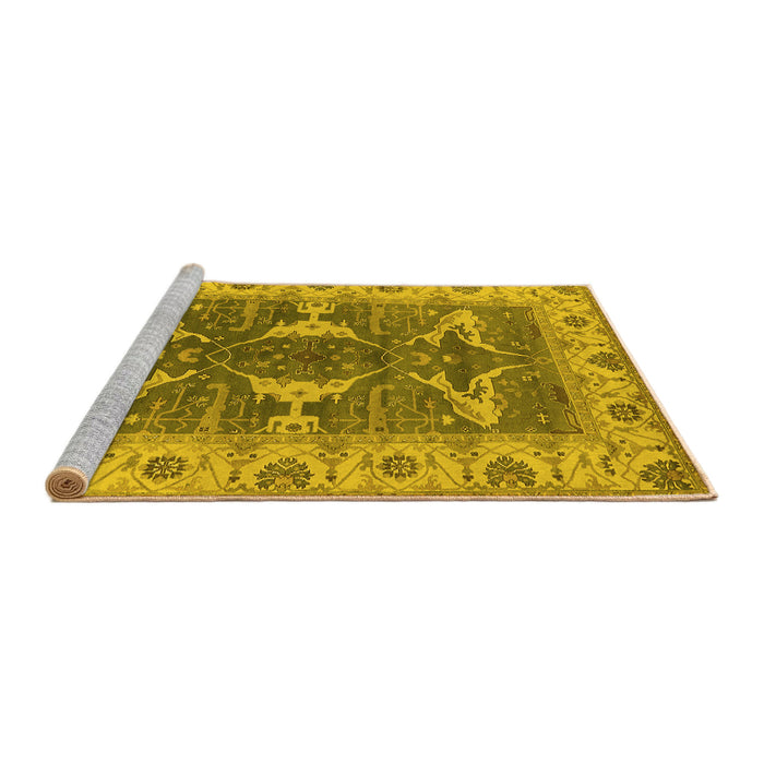 Sideview of Machine Washable Oriental Yellow Industrial Rug, wshurb1674yw