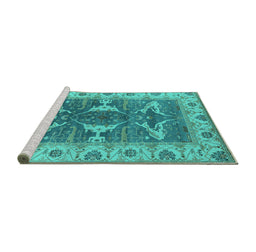 Sideview of Machine Washable Oriental Turquoise Industrial Area Rugs, wshurb1674turq