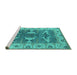 Sideview of Machine Washable Oriental Turquoise Industrial Area Rugs, wshurb1674turq