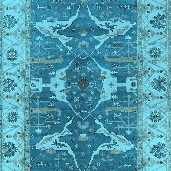 Machine Washable Oriental Light Blue Industrial Rug, wshurb1674lblu