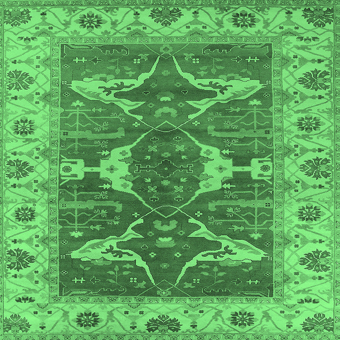Square Oriental Emerald Green Industrial Rug, urb1674emgrn