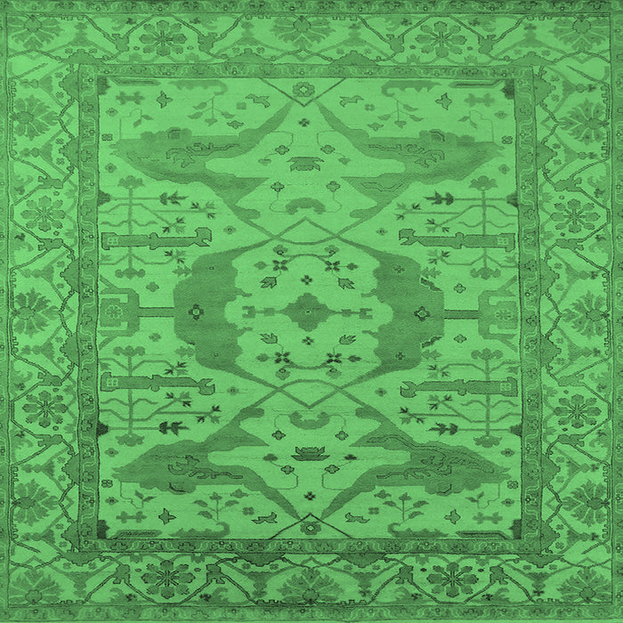 Square Oriental Emerald Green Industrial Rug, urb1675emgrn