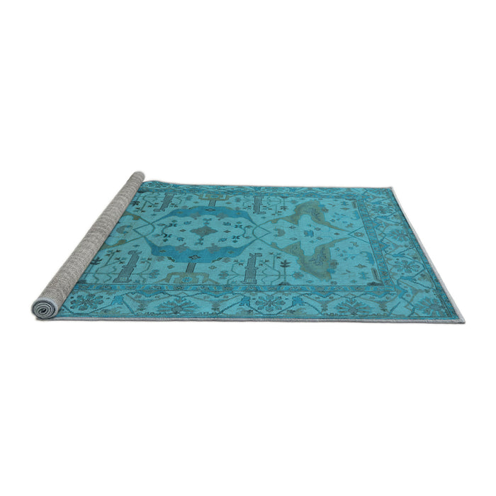 Sideview of Machine Washable Oriental Light Blue Industrial Rug, wshurb1675lblu